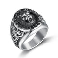 Punk Style Vintage Silver Zircon  Lion Animal Head Rock Finger Rings Stainless Steel Biker Rings for Men