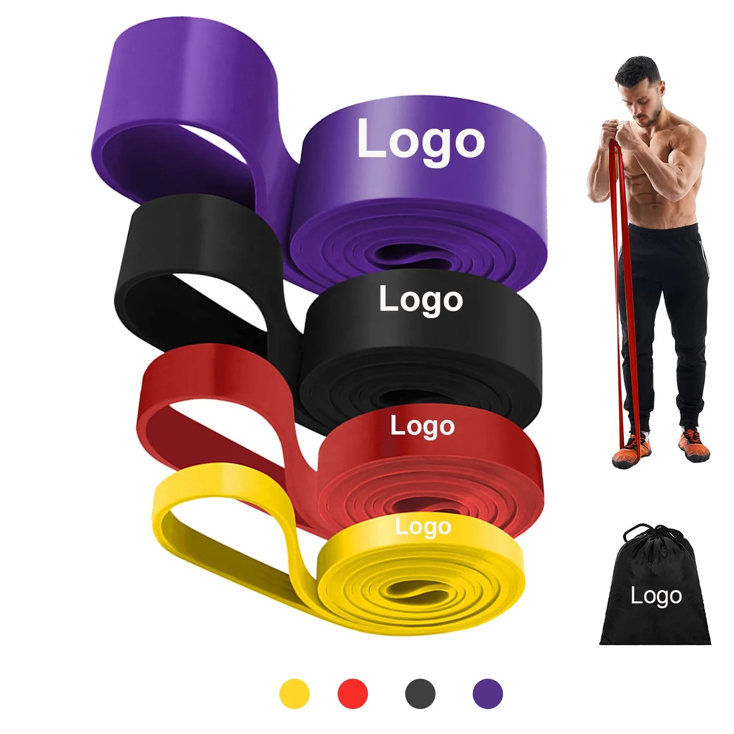 Factory Custom logo Latex Rubber Long Pull up Assistant Resistance Fitness Bands Gym Workout Bands Sports Equipment