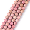 AsVrai U 4/6/8/10/12mm Red Natural Rhodonite Gemstone Loose Beads Jewelry Making Findings DIY Bracelet Crafts