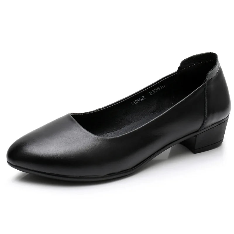 Slip-on Breathable Summer Comfort Soft Fashion Trend Stewardess Hotel Bank Work Low Heel Pumps Flat Women Shoes