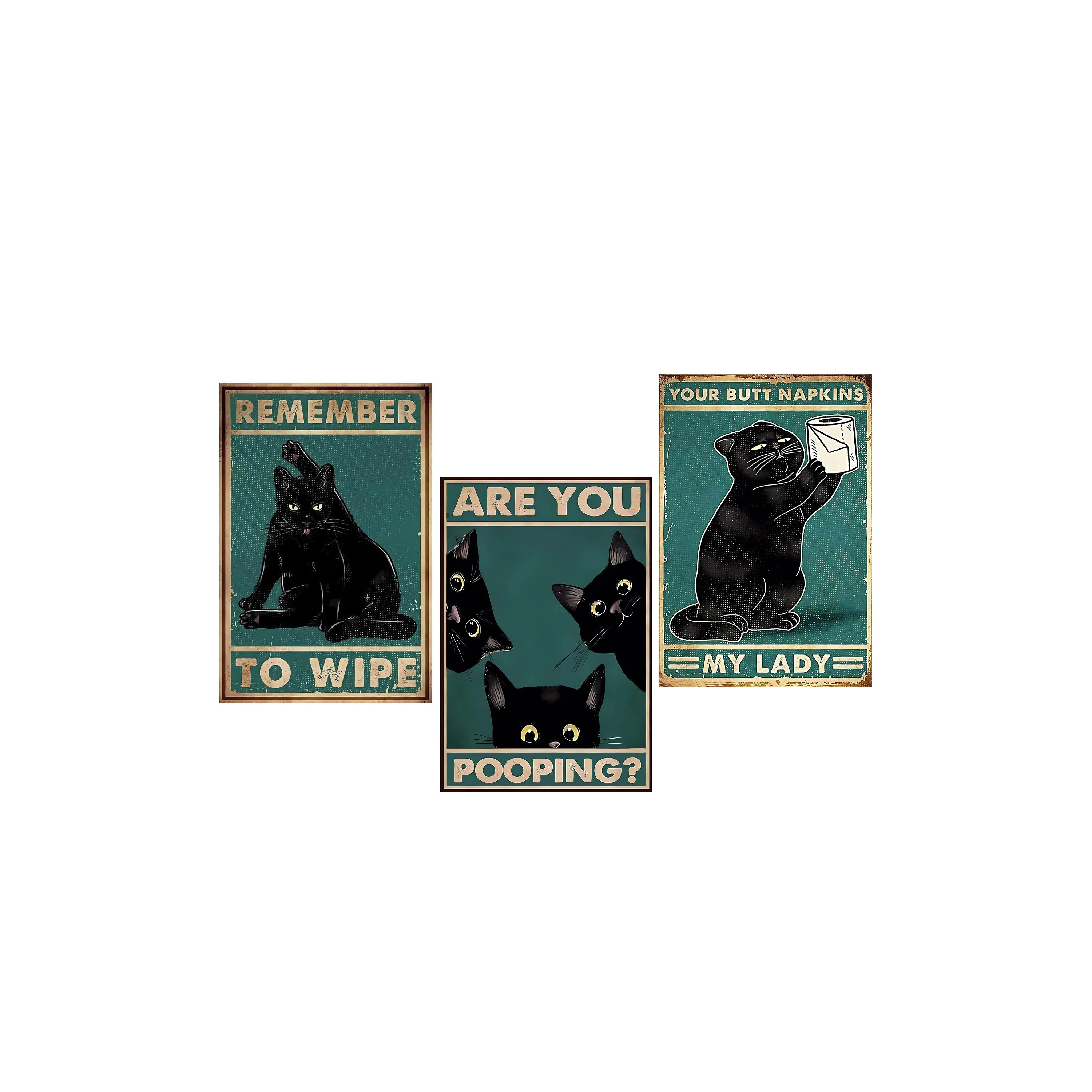Home Wall Decor Metal Signs Retro Aluminum Tin Sign Metal Crafts Art 8x12 Inch Black Cat Metal Poster