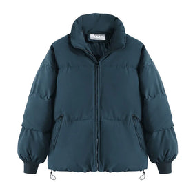 2023 New Korean Winter Eco-Friendly Short Thickened Down Jacket with Logo and Zippers Windproof Standing Collar