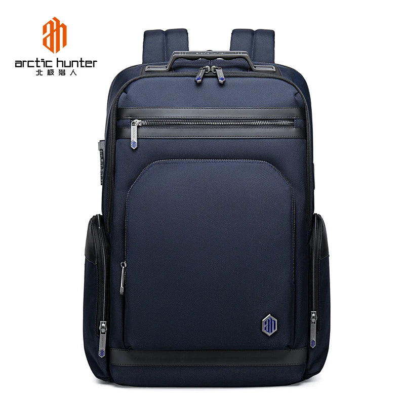 Arctic Hunter Business Style Men's Waterproof Anti-Theft Laptop Backpack USB Charging Port Microfiber Synthetic Leather Travel