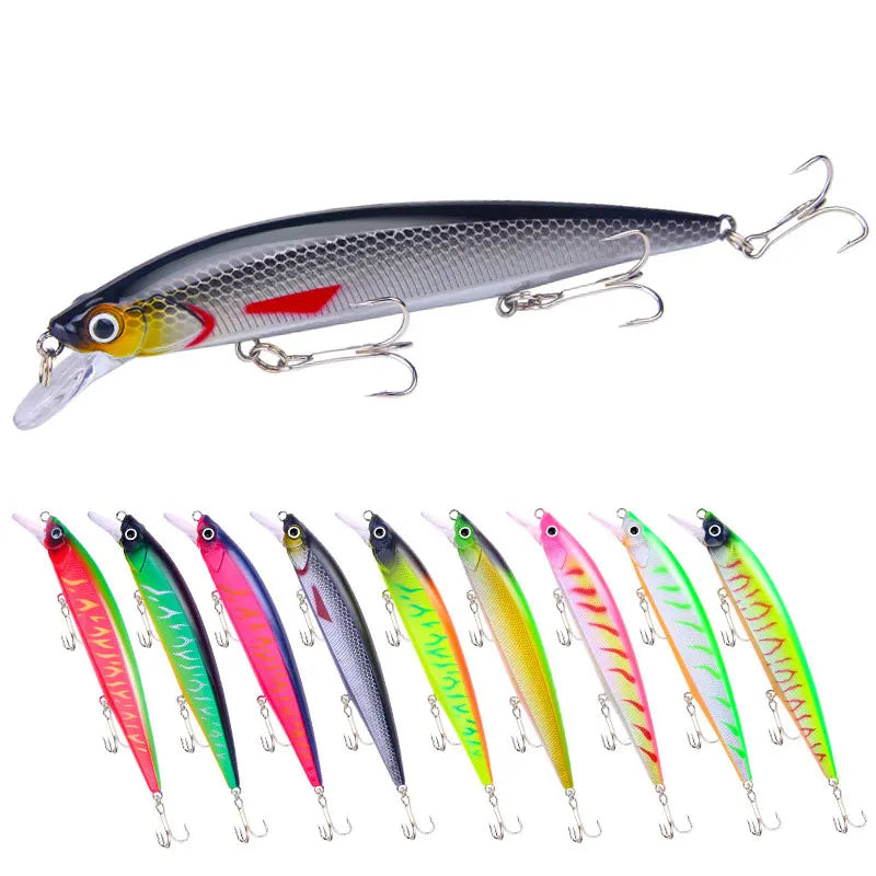 14cm Long 18.3g Large Hard Bait Minnow Life-Like Lead Insert Floating Swimbait Popper Freshwater Fish Cod Ocean Boat Fishing