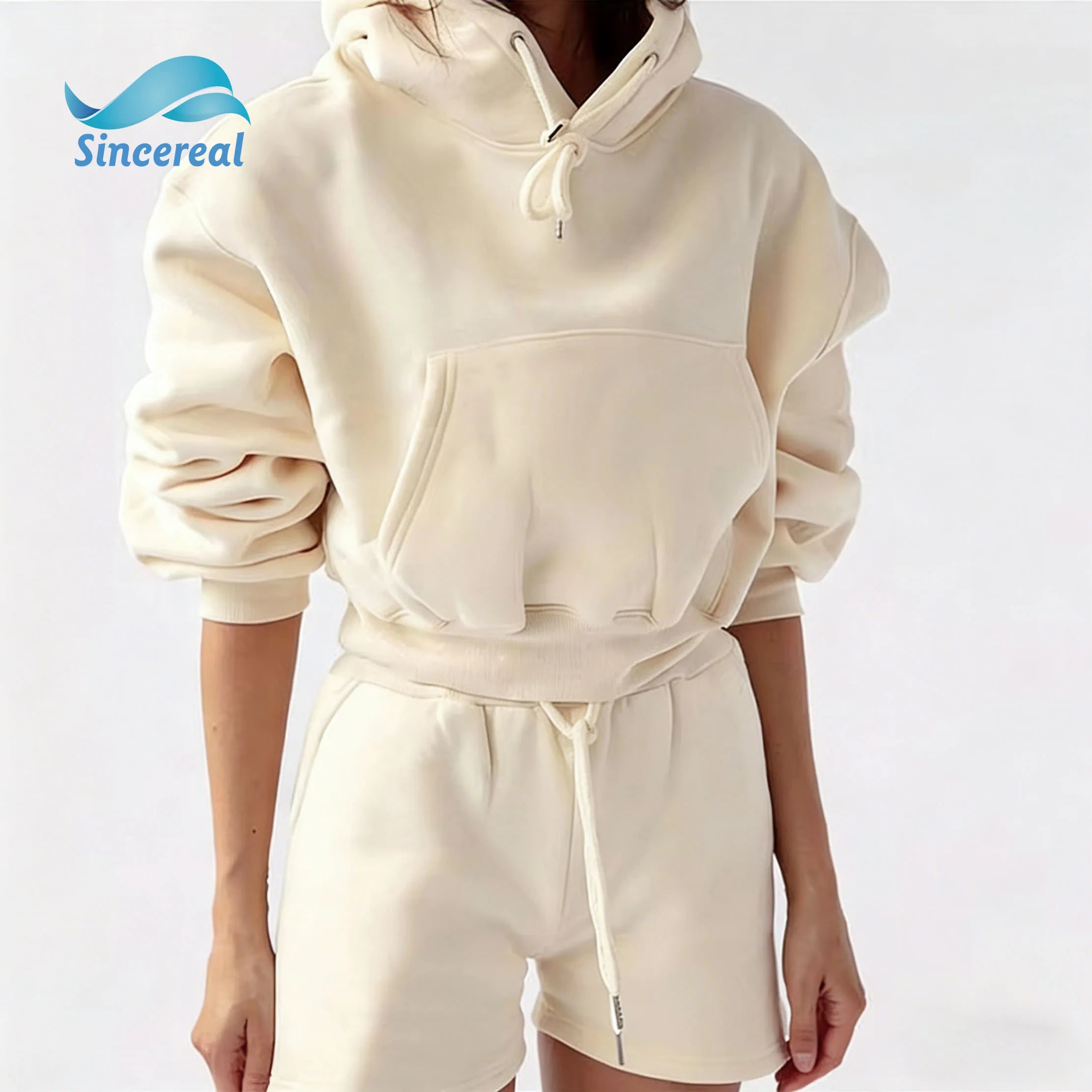 Custom logo Casual Tracksuit Women Clothing 2 Piece Shorts and Cropped Hoodie Jogger Women Sweatsuit Set