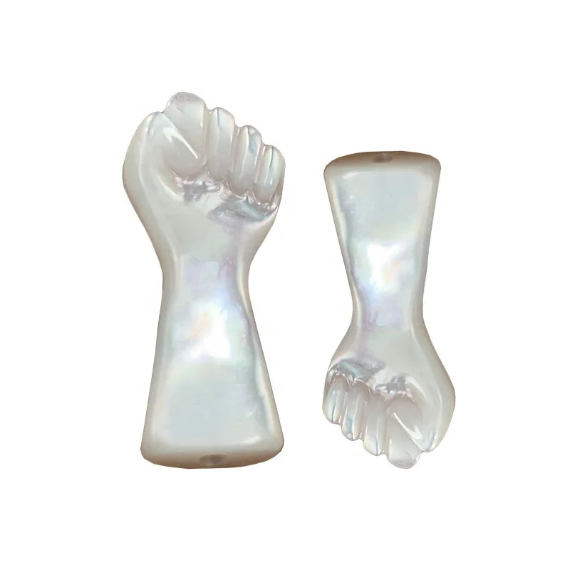 Wholesale Custom Natural White MOP Sea Shell Arm Fist Pendant Jewelry Accessory