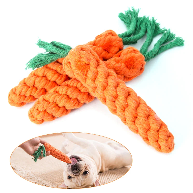 1pc Pet Dog Toys Carrot Animal Dog Chew Toys Durable Braided Bite Resistant Puppy Molar Cleaning Teeth Cotton Rope Toy