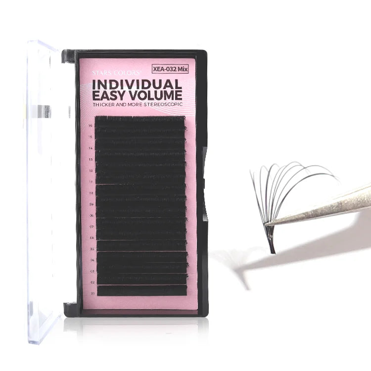 Wholesale Eyelash Extension Premium Faux Mink Matte Black Easy Fan 1s Blooming Individual Eyelashes Extension Trays