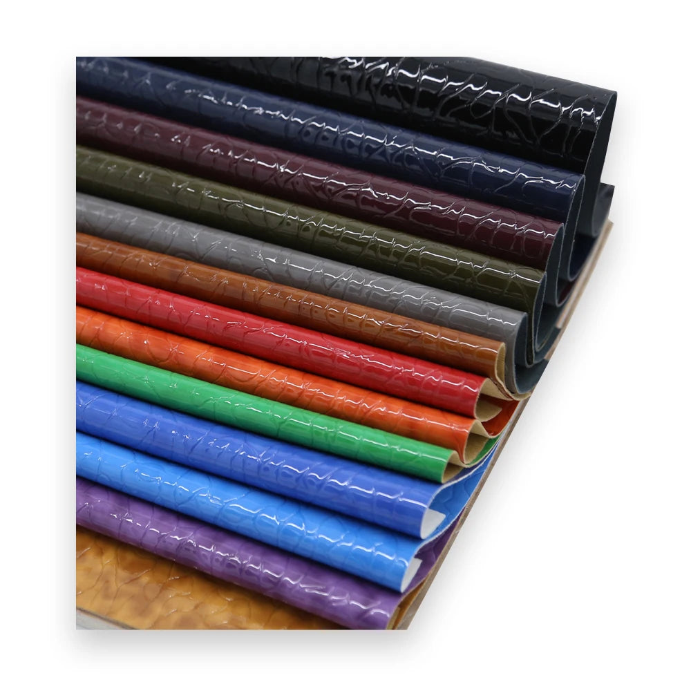 1.9mm Mirror Microfiber Leather Fabric Manufacture Embossing PU Synthetic Leather Printed Material for Shoe and Bag Materials