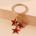 Lovely Metal Enamel Glitter Five-Pointed Star Shape Keychain Accessories for Key Bags
