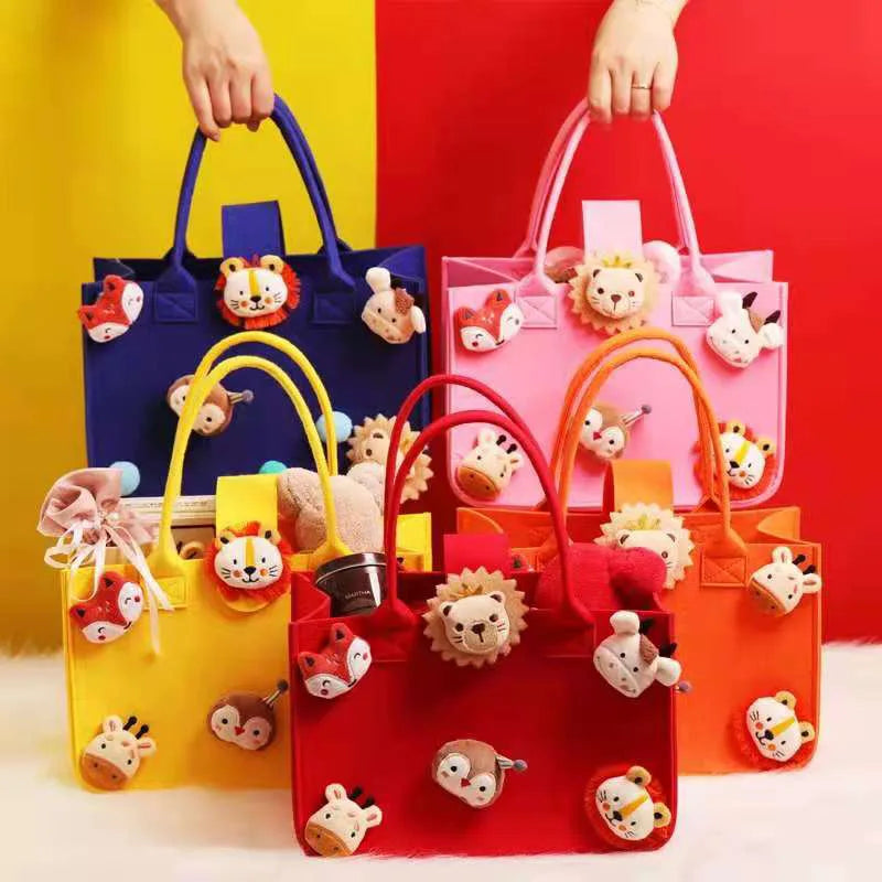 Cute Felt Promotion Shopping Customized Color Fabric Tote Low Moq Gift Tote Fabric Felt Bag