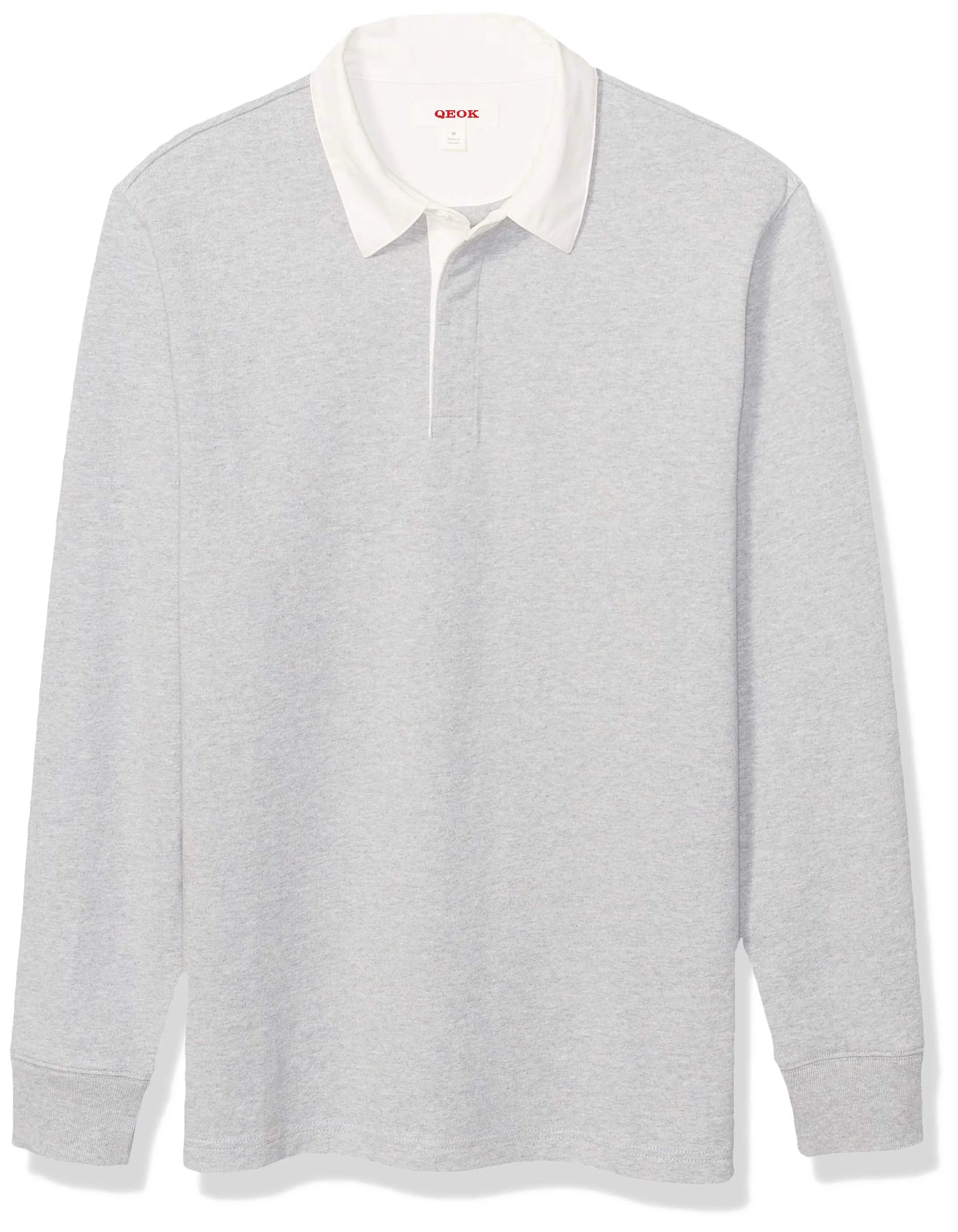 Long Sleeve Plain Grey Cotton Fabric Rugby Jersey Customize Your Design Team Wear Rugby Polo Shirt