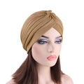 Hot Sale Women Ruffle Knotted Sleep Turban Muslim Indian Hat Plain Twist Turban for Women