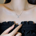 FanYue Stainless Steel Cute Cat Zircon Beating Heart Necklace for Women