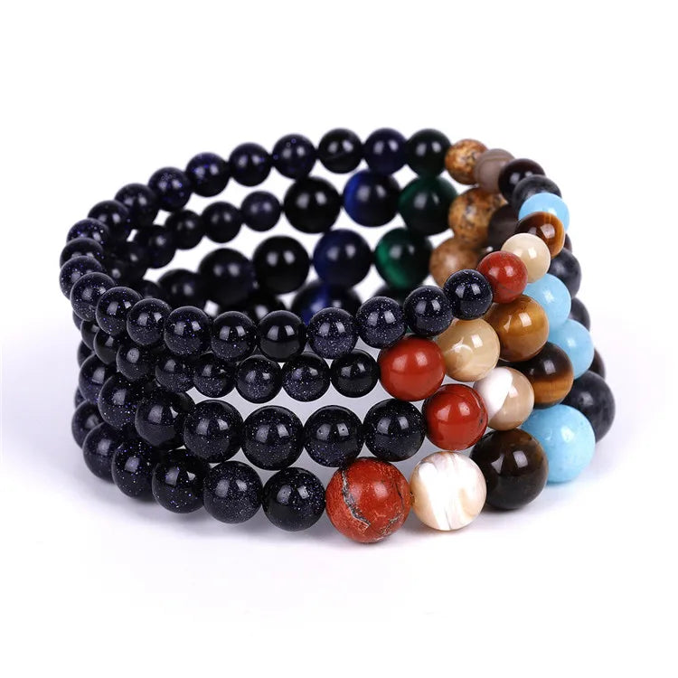 2020 Hot Selling Natural Stone Energy Universe Galaxy Solar System Bracelet Yoga Chakra Eight Planet Bead Bracelet