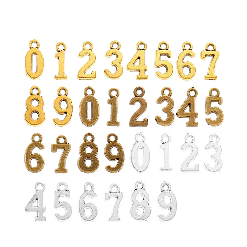5 Colour Number 0-9 Charms for Alloy Jewelry Marking DIY Keychain Clothing Year Handmade Jewelry Accessories 8*16mm S110