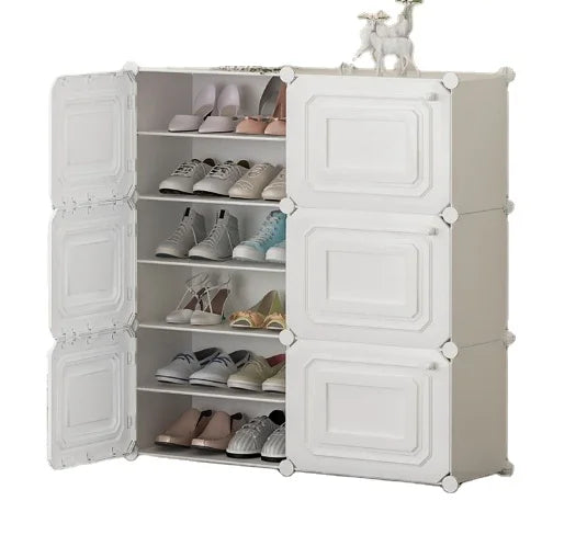 New Arrival White 3D Folding Plastic Shoe Rack Organizer with 3 Doors for Dining Zapateras De Plastico