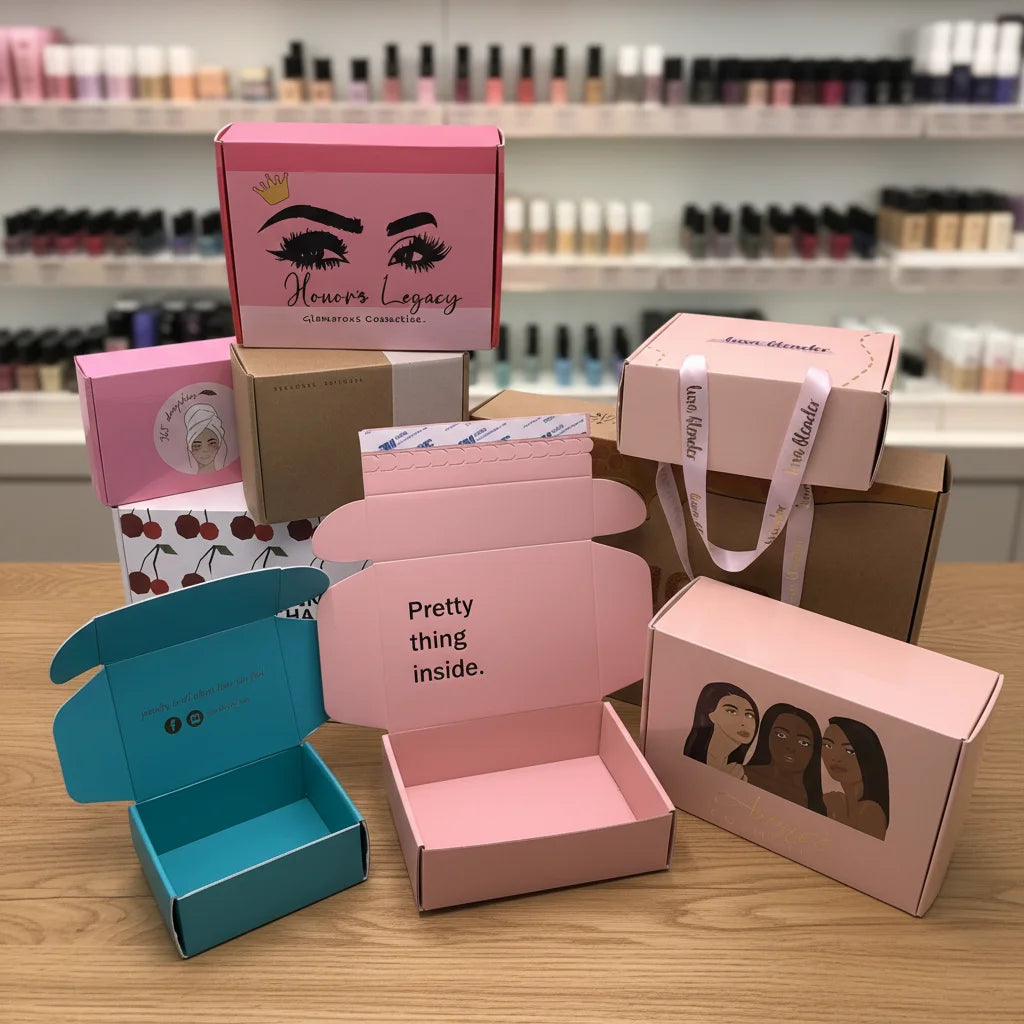 Manufacturer's Custom Printed Pink Corrugated Cardboard Mailer Gift Box UV for Cosmetic Garment Shipping Paper Packaging Boxes