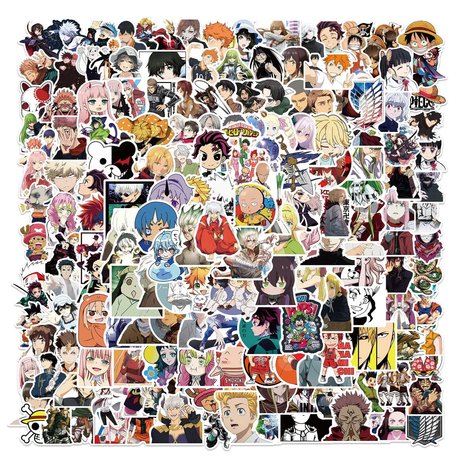 200Pcs Mix Anime Characters Collection Graffiti Sticker for Skateboard Laptop Motorcycle Phone Waterproof Custom Fashion Label