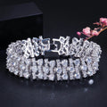 Cubic Zirconia Wedding Wide Big Bracelet for Women Jewelry