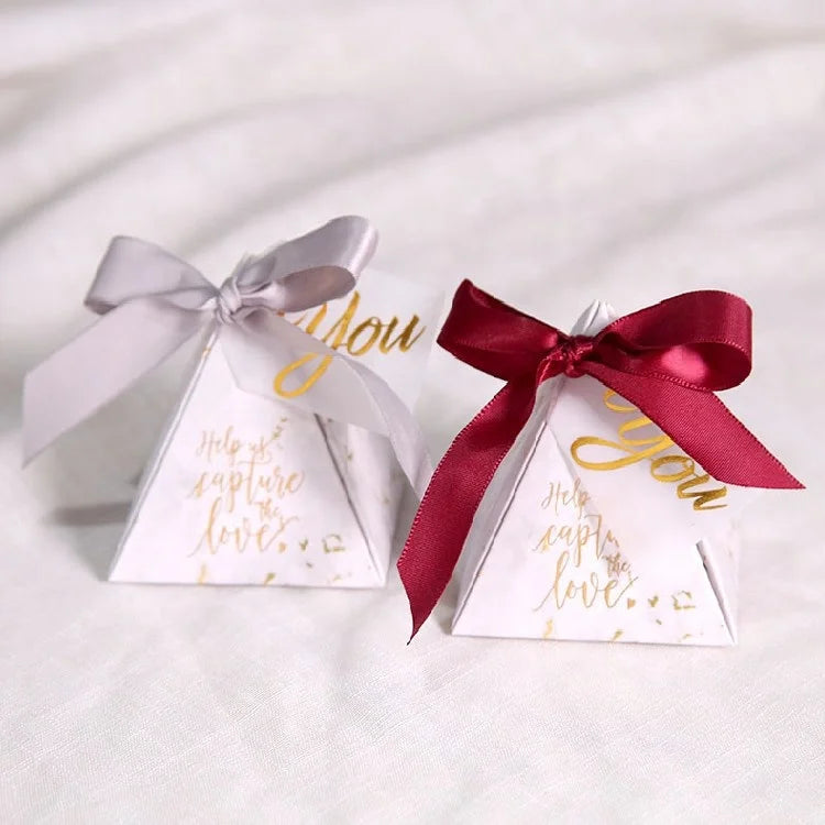 Chinese Manufacturers Yiwu Online Hot Sale Folders Yiwu Suppliers Wedding Favors Marble Design Empty Pyramid Door Gift Candy Box