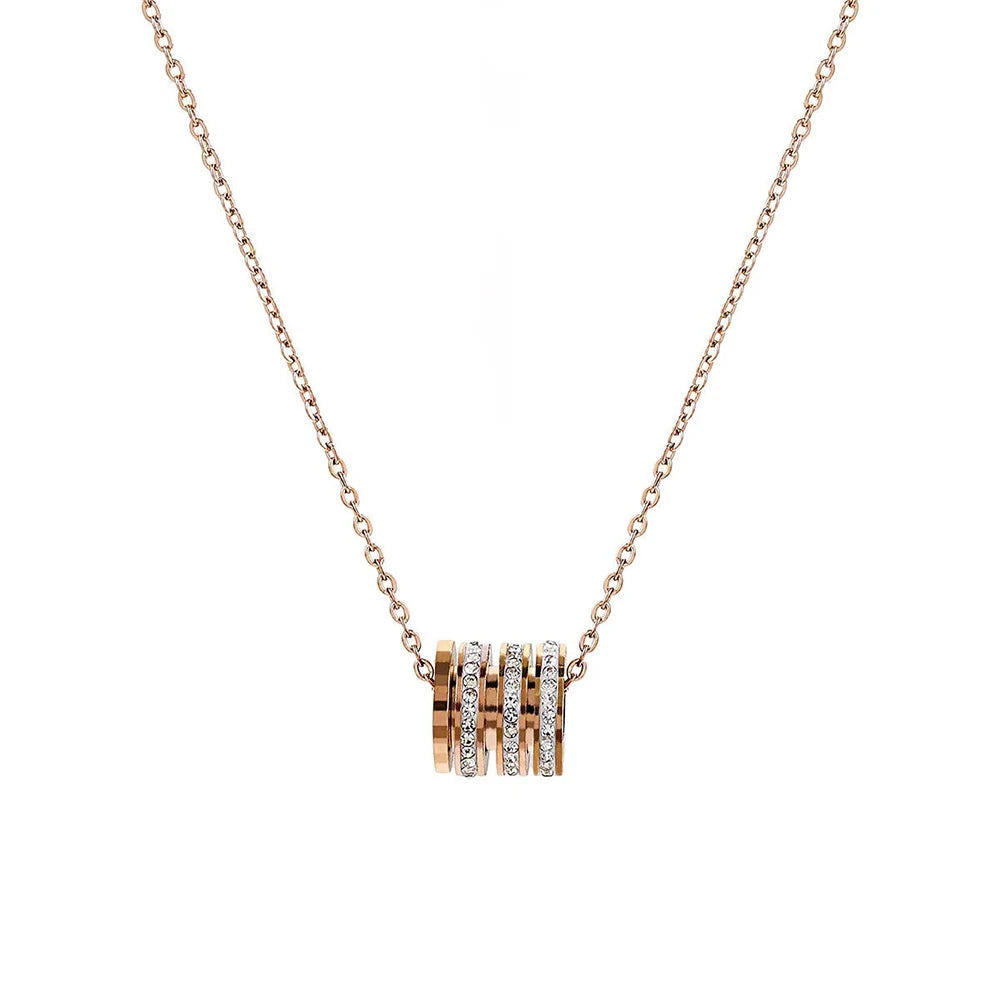 Dingchao Rose Gold Titanium Steel Necklace Women's Luxury Design No Fade Diamond Pendant Adjustable Length Fashion Jewelry