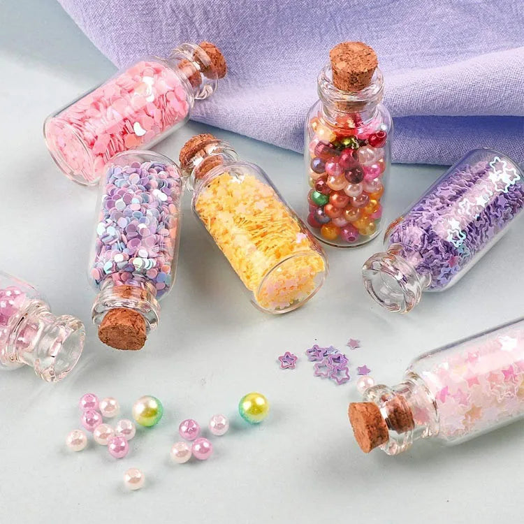 EMPTY CLEAR SMALL SAFFRON STORAGE GLASS BOTTLES WITH CORK LID