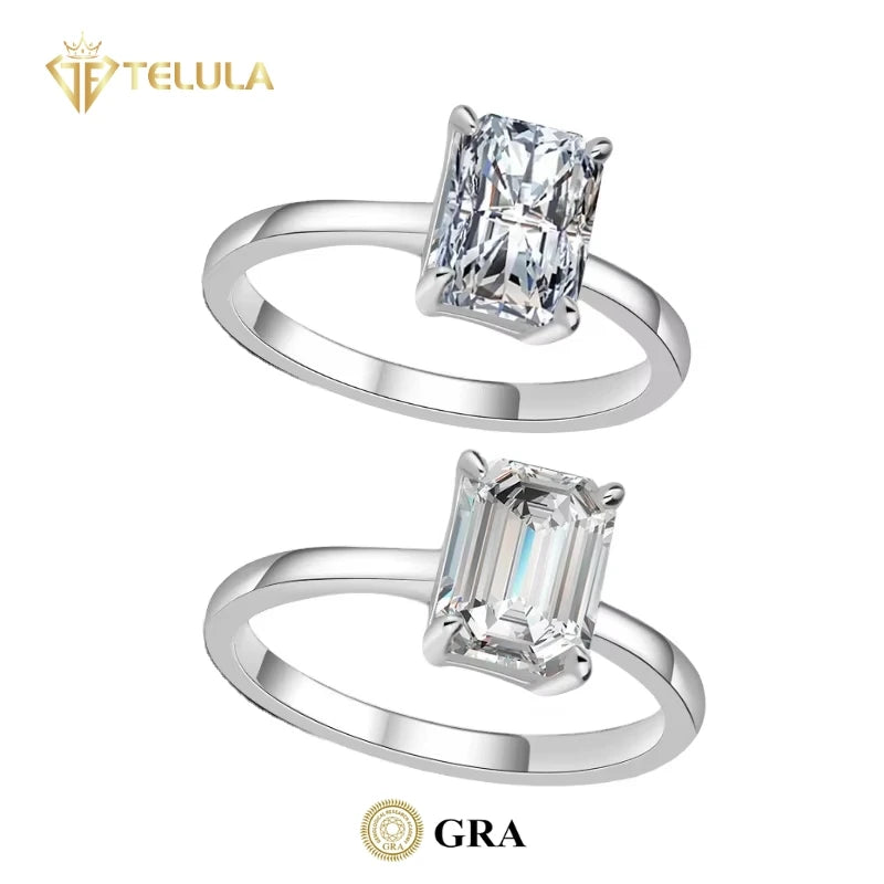 Classic 925 Silver Moissanite Ring Jewelry 3Ct VVS Moissanite Rings Radiant Cut Jewelry Moissanite Ring