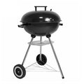 17-Inch Round Charcoal Grill Barbecue Kettle Wood Burning Oven Adjustable Folding Trolley Portable Metal Chromed Cooking Grid