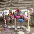 Candyland Theme Birthday Party Giant Fiberglass Resin Candy Cane Lollipop Candy Sculpture Statue Figurine Display Props for Sale