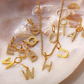 New Fashion 26 English Letter Rhinestone Inlaid Children's Stainless Steel Plated 18K Gold Link Versatile Anniversary