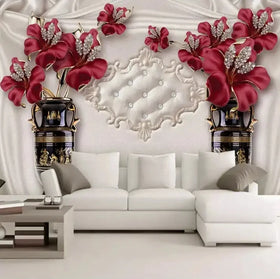 Custom Wallpaper 3d Fashion Luxury Black Big Flower Soft Bag Decoration Living Room Bedroom Sofa Tv Background Murals