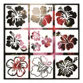 9pcs Hibiscus Painting Stencils 5.9inch Tropical Flower Drawing Templates for Summer Art Craft Wood Home