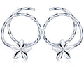 Newest Vintage S925 Sterling Silver Star Screw Ring Stud Earrings White Gold Plated for Wedding Gift Women's Fashion Wholesales