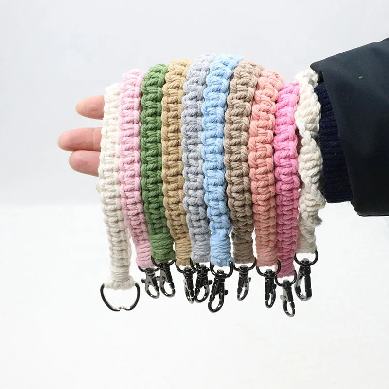Handmade Customized Color Macrame Bracelet Wristlet Keychain Woven Technique with Cartoon Style