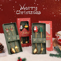 Christmas Themed Spoon and Fork Gift Box Stainless Steel Gold Coffee Stirring Teaspoon Spoon and Fork Set