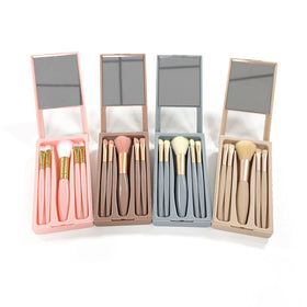 5pcs Synthetic Hair Travel Brush Set with Plastic Handle Concealer-Friendly Makeup Brushes for Face Complete with Cosmetic Box