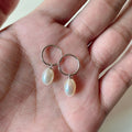 Minimalist Design S925 Sterling Silver Hoop Natural Teardrop Pearl Earrings