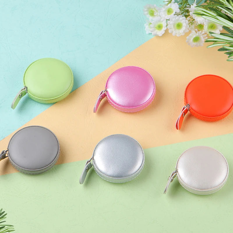 Promotion Gifts Macaron Color Portable Mini 150cm Round PU Sewing Retractable Tape Measure Custom in Bulk