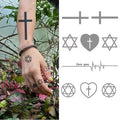 BXTAT Cross Minimalist Star Heart Shaped Finger Tattoo Symbols Long Lasting 2 Weeks Waterproof Semi Permanent Tattoos Sticker