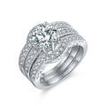 Hot Selling Fashion White Cubic Zirconia Jewelry 2.5ct Round Sterling Silver CZ Wedding Engagement Rings Set Gifts for Women