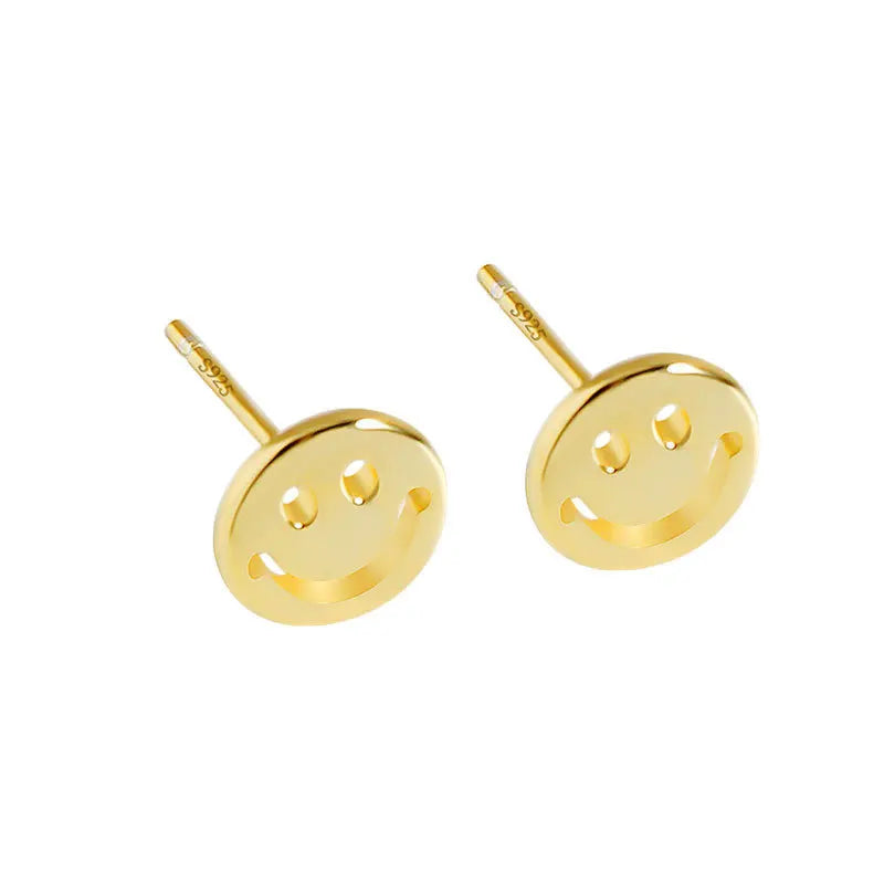 Wholesale Fashion Jewelry 925 Sterling Silver Smiling Face Gold Plated Stud Earring Jewelry for Women