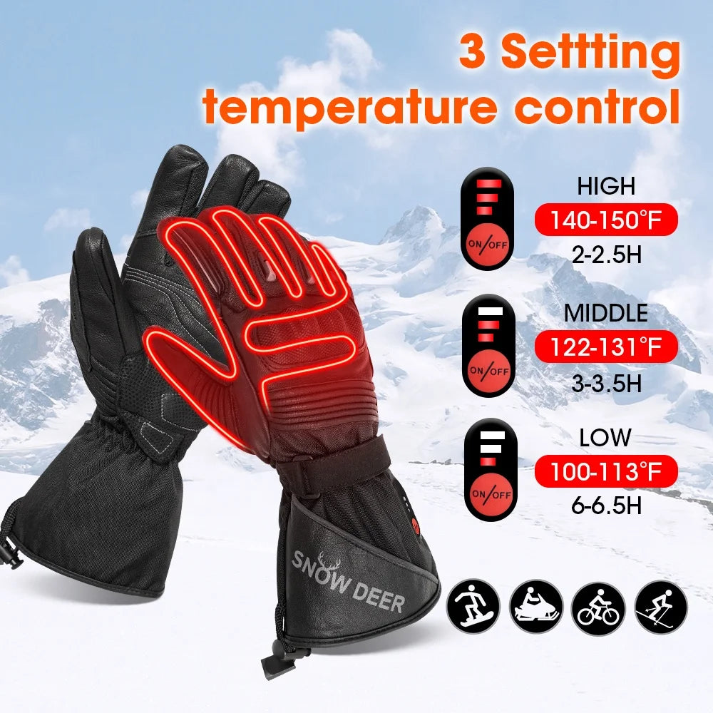Overseas Warehouses Intelligent Touchscreen Heated Gloves Goat-skin Electric Motorcycle Gloves