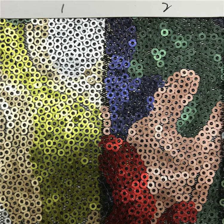 Flower Pattern Fabric Sequin Fluorescence Color Four Gold Designs Reversible 3mm Camouflage Wedding Mesh Lace Printing Yard Foil