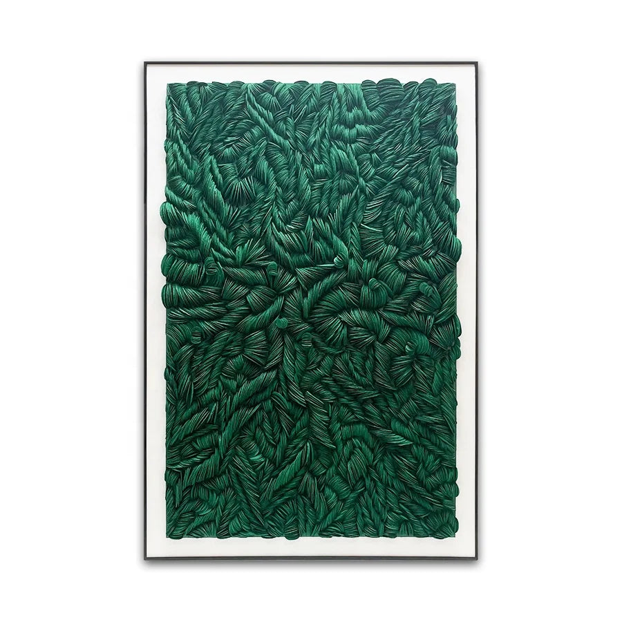 Wholesale Hotel Wall Decor Modern Simple Green Round Paper Cut Paste Black Metal Framed 3D Wall Art for Living Room