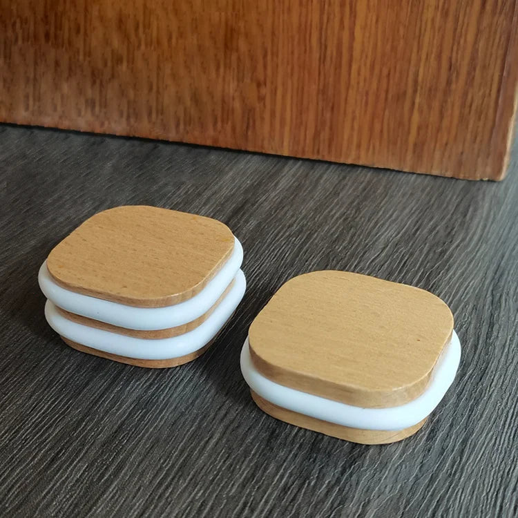 Fast Delivery Square Beech Wood Door Stop With Rubber Ring