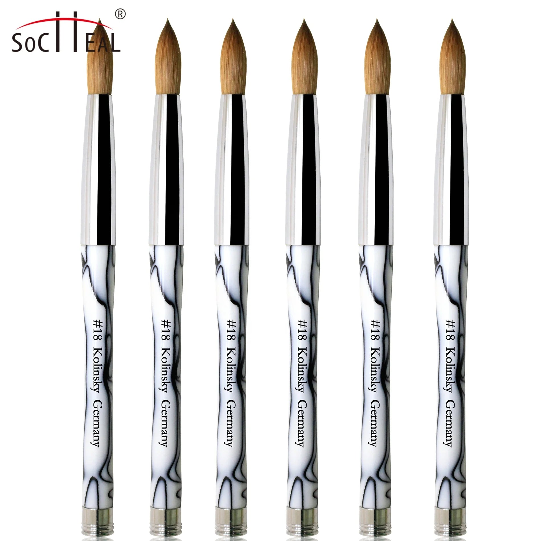 Top Quality Marble Handle USA Size 18 Round Type Kolinsky Hair Acrylic Nail Brush for Acrylic Application