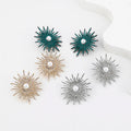 Rhinestone Freshwater Pearl Earrings Vintage Sunflower Baroque Pearl Earrings Statement Claw Setting Crystal Women CHRISTIAN