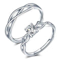 Cubic Zirconia Wedding Open Rings 925 Silver Ring for Couple