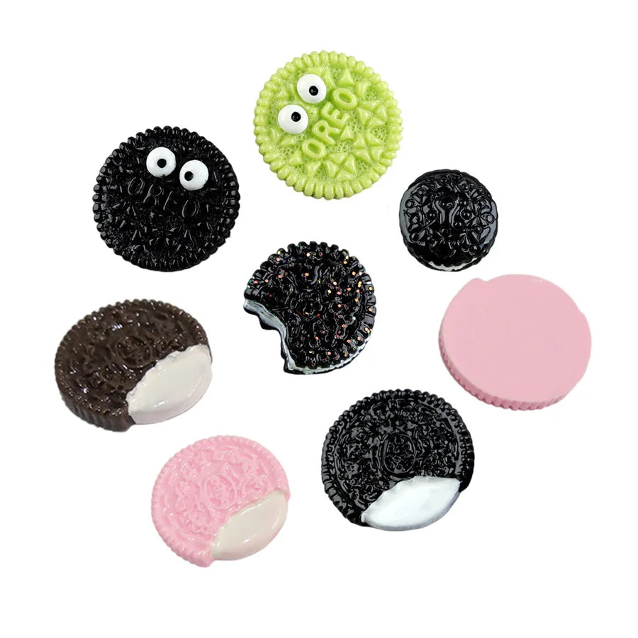 Bulk Stock Lovely Round Resin Cabochon Flat Back Miniature Cookies for Diy Decoration